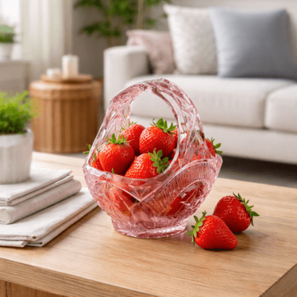 סלסלה זכוכית ורודה וינטג׳