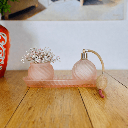 סט בשמים צרפתים עם מגש זכוכית ורודה