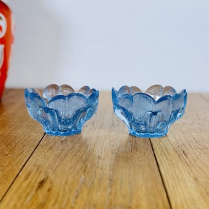 זוג פמוטים זכוכית תכלת  וינטג׳